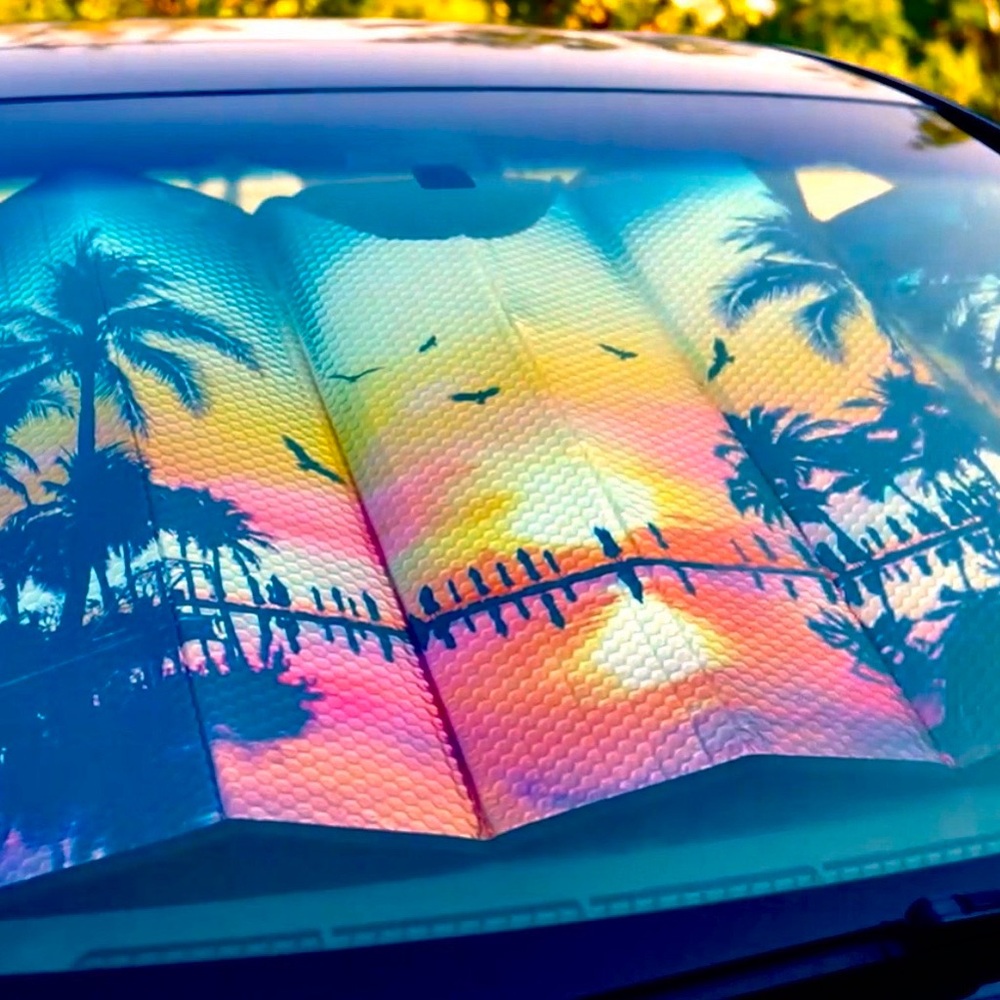 Tropical Sunset Car Sunshade